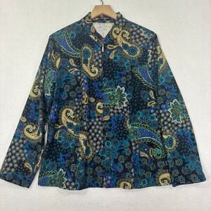 Notations Jacket Womens PXL Paisley Zip Up Mock Neck Artsy Boho